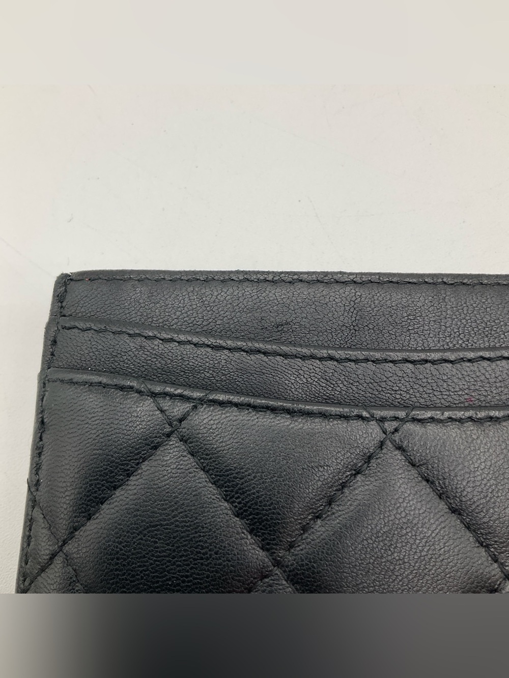 Chanel Quilted Card Holder Wallet Lambskin Leather Black Silver - Picture 9 of 16